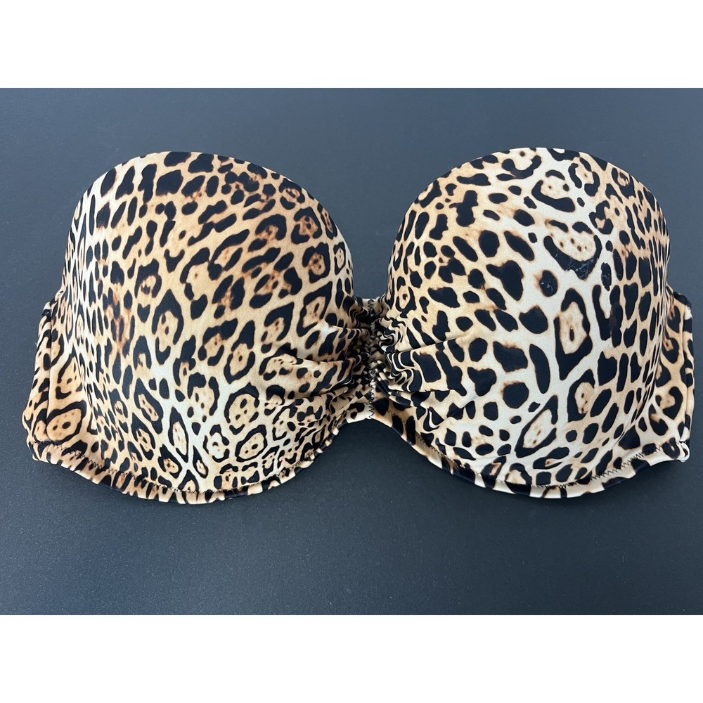 Victoria's Secret Leopard Print Underwired Bandeau Bikini Top Sz 38D